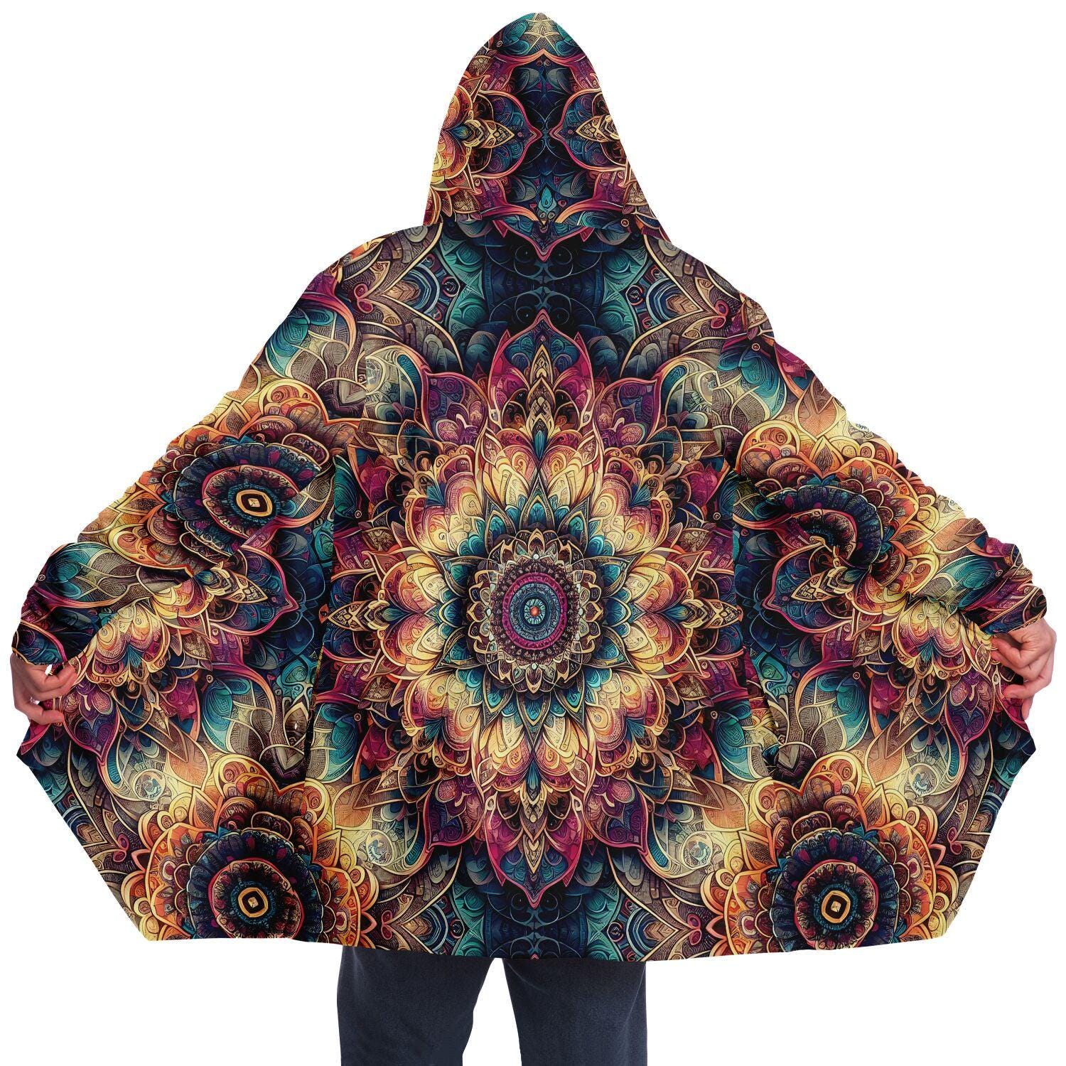 Men's Psychedelic Magic Mushroom V-Neck Robe – Butterfly Sleeve Kaftan In Polyester, S-5XL Sizes
