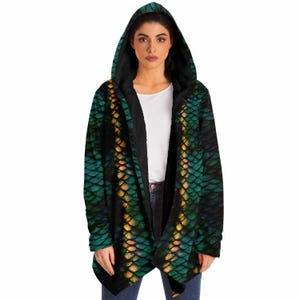 Green Dragon Scales Rave Festival Cloak | Winter Fleece Festival Coat