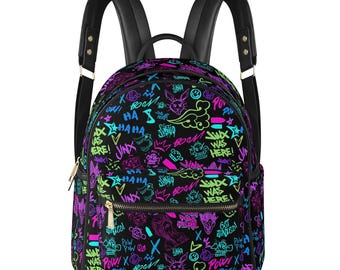 Mini sac à dos en cuir Jinx Graffiti : petit sac de voyage en cuir