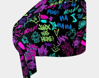 Jinx Was Here Graffiti Scrub Cap| Unisex Tie Back Scrub Cap| Scrub Cap Men Women Funny| Video Game Scrub Cap| Gift for Nurse Doctor| Nerdy