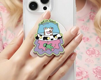 Kawaii Get In Loser Cow UFO Holographic MagSafe grip |Kindle Decoration |Cute Alien Phone Holder |Kobo Grips | Book Lover Gift |Gift for her