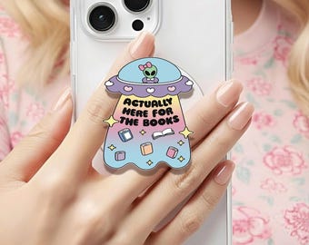 Cute Alien Here For Books Holographic MagSafe grip |Kindle Decoration |Kawaii Alien Phone Holder |Kobo Grips | Book Lover Gift |Gift for her