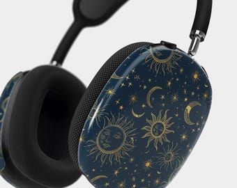 Étui pour AirPods Max Celestial Sun Moon : housse de protection dorée