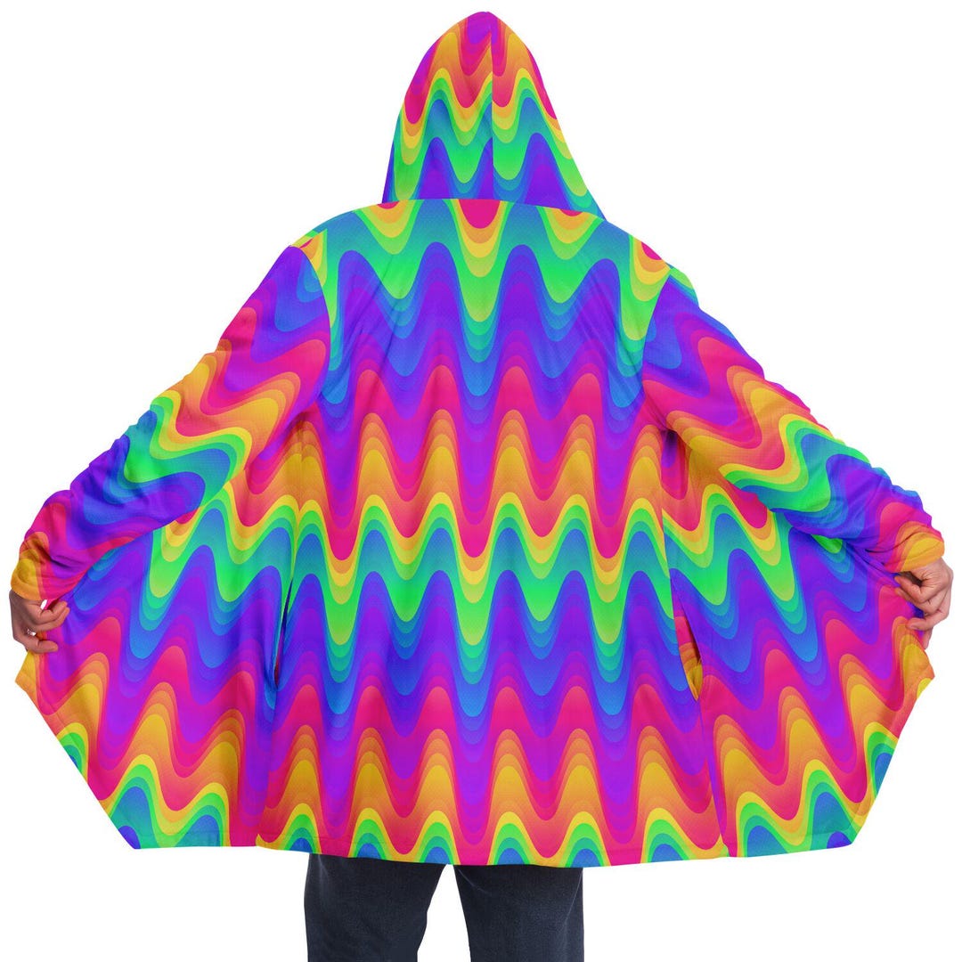 Psychedelic Blobs Rave Festival Cloak| Winter Fleece Festival Coat ...