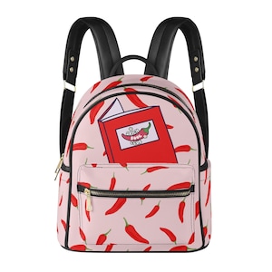 Mochila de cuero pequeña Spicy Book Club/Mochila personalizada/Mochila impermeable/Paquete de viaje/Mochila de cuero pequeña ecológica unisex