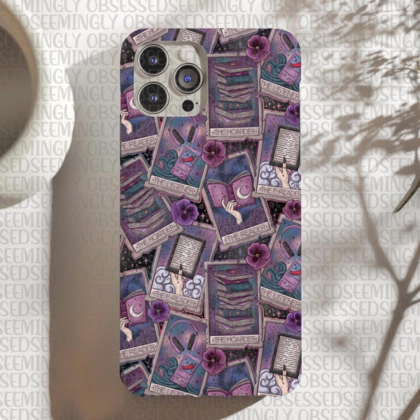 Funda para teléfono con diseño de lector de libros y cartas del Tarot: MagSafe resistente para iPhone Galaxy Pixel.