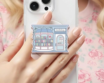 Cute Bookshop Holographic MagSafe grip |Kindle Decoration |Bookstore Girlie Phone Holder |Kobo Grips | Book Lover Gift |Gift for her