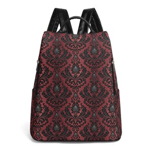 Gothic Vampire Damask Faux Leather Backpack Purse: Anti-Theft Travel Backpack