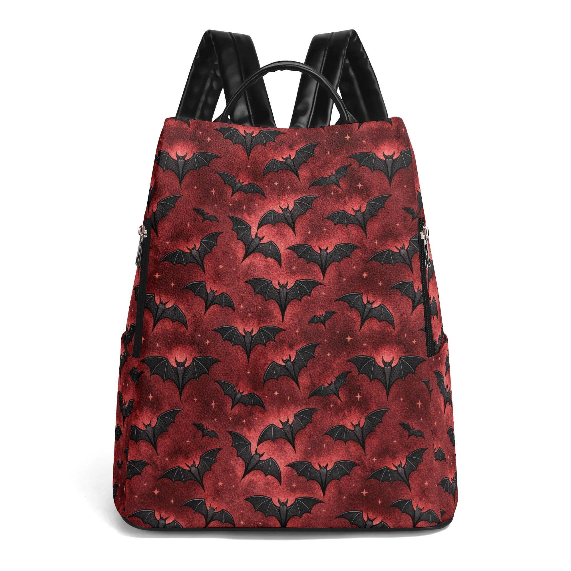 8140 Halloween Bat Pattern Mini Backpack Purse Travel Bag Lightweight Amazon.com: Mini Bat Purse Gothic: Leather Backpack Goth  main image 2