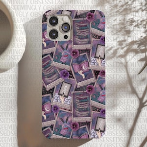 Funda de teléfono MagSafe resistente y delgada con diseño de cartas del tarot para amantes de los libros y lectores de libros para iPhone 16, 15, 14, 13, 12, 7, 8 SE, Galaxy 25, Google Pixel 9, 8 Pro