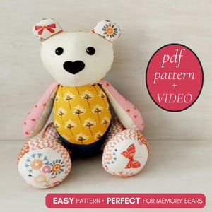 Easy Memory Bear Sewing Pattern: Elsie Teddy Bear Template (PDF with Video Tutorial