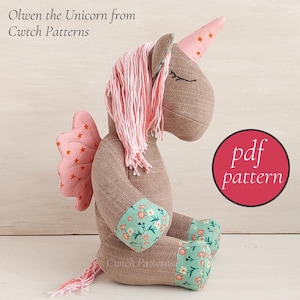 Unicorn Sewing Pattern: Olwen Stuffed Animal (PDF Pattern)
