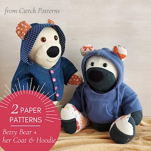 Betsy Bear Sewing Pattern with Coat & Hoodie - Paper Pattern