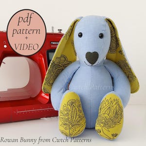 Bunny sewing pattern, sewing patterns pdf, rabbit plush sewing pattern, baby memory, bereavement bear pattern, soft toy sewing pattern