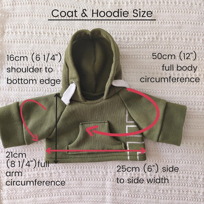Patrón de costura para ropa de osito de peluche, abrigo y sudadera con capucha Charlie Bear (patrón PDF) imagen 10