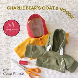 Clothes for teddies, sewing pattern for hoodie, pdf pattern, memory bear pattern pdf, teddy bear clothes, coat for teddy bear, Charlie coat