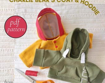 Teddy Bear Clothes Sewing Pattern, Charlie Bear Coat and Hoodie (PDF Pattern)