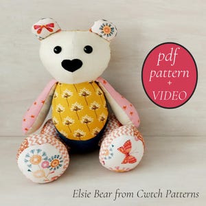 Easy Memory Bear Sewing Pattern: Elsie Teddy Bear Template (PDF with Video Tutorial