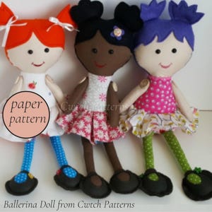 Ballerina Rag Doll Sewing Pattern: 15" Button-Jointed Arms (Paper Pattern)