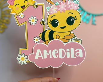 Personalized Bee Cake Topper: Custom Birthday Party Decoration, abejita chiquitita CT, tshirt bee