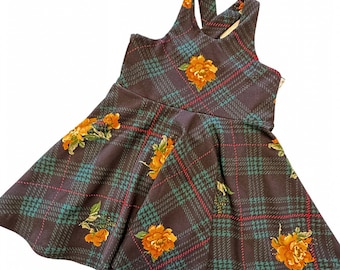 Girls Pinafore Jumper Dress | Tartan Plaid | Vintage Length | Green
