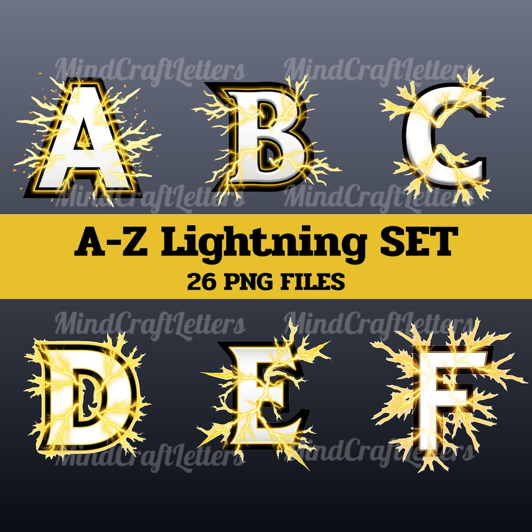 Lightning Alphabet Clipart PNG: Electric Fantasy Font (digital Download ...