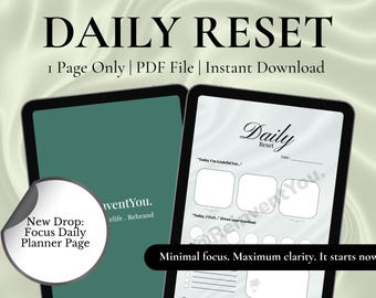 Aesthetic Undated Daily Planner for Focus and Routine minimalist template to track mood, organize day and stay grounded timeless
