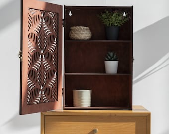 Gewürzschrank, Schrank mit Türen, Holz Vitrine, Wandregal, Gewürzglas-Organizer, Holz Gewürzregal, Gewürz-Wandregal