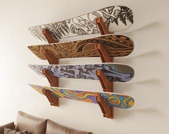 Snowboard wall mount hooks, Snowboard wall rack, Ski rack wall mount, Snowboard holder, Ski storage rack, Ski organizer, Wooden ski rack