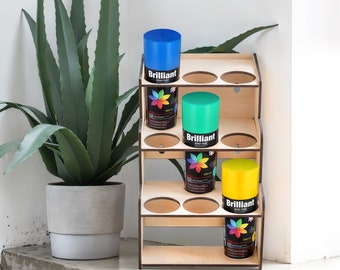 Spray paint can holder, Spray paint wall shelf, Paint can storage, Paint can organizer, Spray can rack, Tiered paint rack, Wood can holder