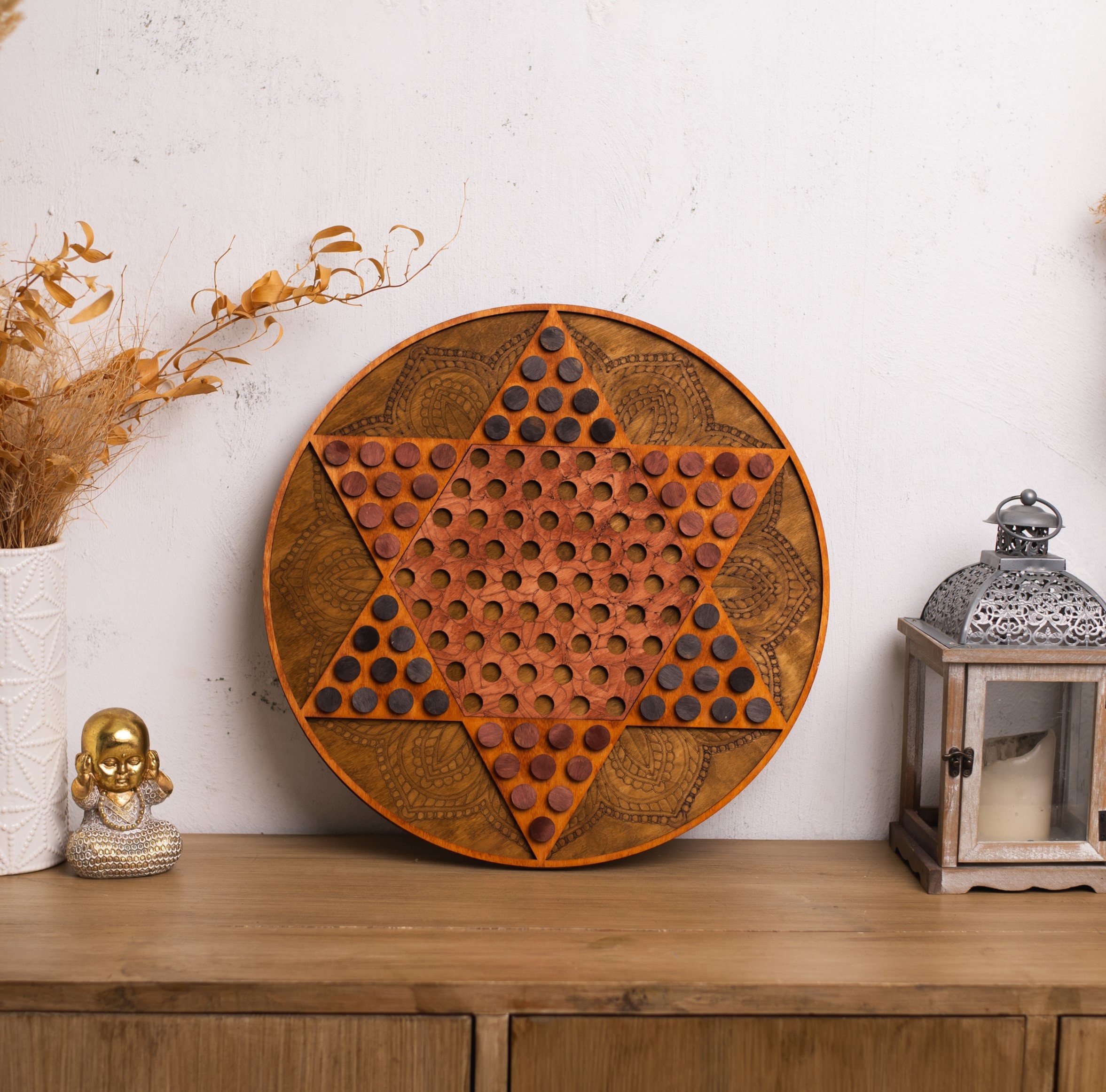 Antique wooden chinese checker board discount