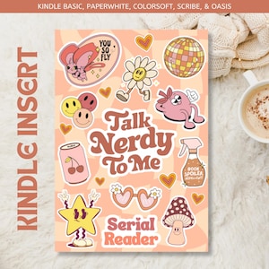 Peach Retro Kindle-insats utskrivbar för genomskinligt fodral | E-läsarinsats för Basic Paperwhite | Digital nedladdning | Kindle-tillbehör