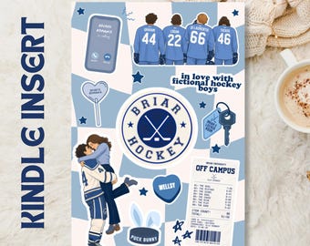 Blue Hockey Romance Off Campus Inspired Kindle Printable for Clear Case | Wkładka do czytnika e-booków Basic Paperwhite | Pobieranie cyfrowe