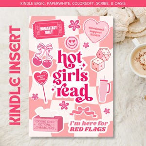 Snabbrosa Kindle-insats utskrivbar för genomskinligt fodral | E-läsarinsats för Basic Paperwhite | Digital nedladdning | Kindle-tillbehör | Bokkonst