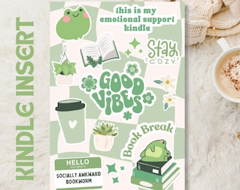 Green Frog Kindle Insert Printable for Clear Case | E-Reader Insert for Basic Paperwhite | Digital Download | Kindle Accessories