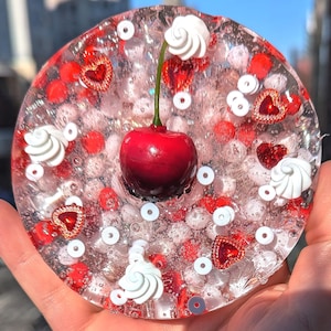 Cherry Dessert Easy Picky Pad -- Remeltable/Reusable Picking Pad For Sensitive Fingers, Stress, Anxiety Relief For Skin and Fidget With Tray