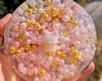 Pink & Gold Cupcake Sensory Pad: Wiederverwendbare Picky Pad mit Perlen