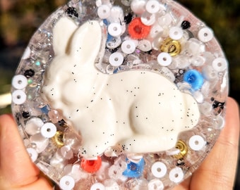 Vanille Bohne duftendes Pick Pad: Weißes Kaninchen Süßigkeit Charme, sensorisches Fidget Spielzeug