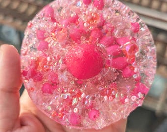 REUSABLE Strawberry Squishy Scented Picky Pad and Squishy Charm  Sensory Fidget Bead Toy