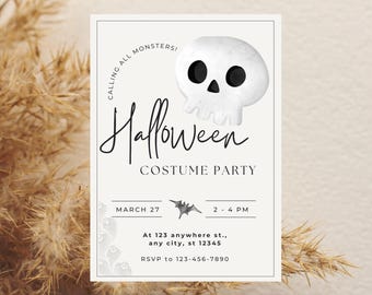 Vi kallar på alla monster! Redigerbar Halloween-mall för en maskeradfest.