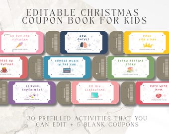 Editable Kids Coupon Book | Printable Voucher Book for Children | Last Minute Birthday Gift for boys and girls | Canva Coupon Template