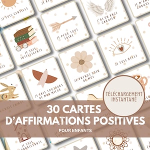 30 Cartes d'Affirmations Positives für Kinder, Cartes éclair visuelles Basées auf den Principes Manifestation, Style Bohème Tribal Neutre