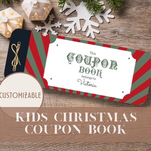 Libro de cupones navideños editable, libro de cupones personalizable, boletos navideños personalizables, relleno de medias festivas, regalo de último momento