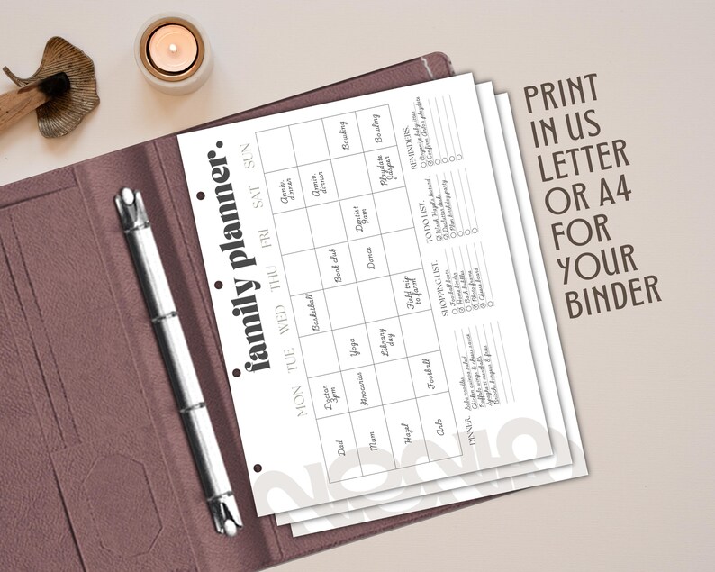 Editable Weekly Family Planner, Printable Week at a Glance Organizer ...