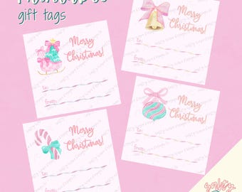 Printable Pink Christmas Gift Tags | Girly Pastel Holiday Tags | Merry Christmas Labels | Pinkmas Gift Tags | Instant Download PDF