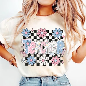 Coquette Teacher Png, Preppy Floral Teacher Sublimation Design, Retro Girly Teacher PNG, Cute Pastel Back to School Shirt GraphiC