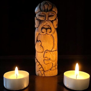 Norse Viking God - TYR. Hand Carved Wooden God statue. Heathen God Figurine. Pagan Altar Decor. Scandinavian Mythology. Sacred Valhalla.