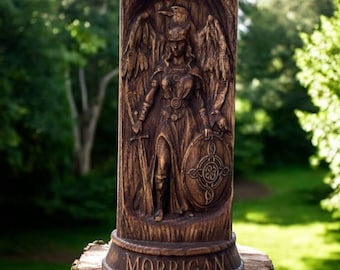 Dark Goddess Morrigan Wooden Statue – Celtic Goddess of War and Magic, Pagan Altar Figurine, Witchcraft Decor, Dark Spiritual Gift