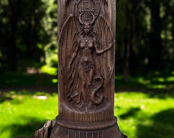 Dark Goddess Lilith Wooden Statue – Occult Goddess of Night and Power, Pagan Altar Figurine, Witchcraft Decor, Dark Spiritual Gift