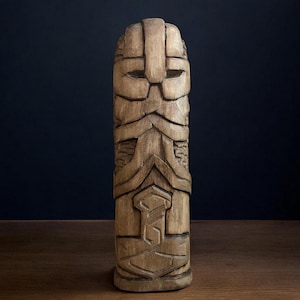 Hand Carved Thor Statue with Mjölnir. Wooden Viking Idol for Norse Pagan Altar. Asatru Decor. Nordic Gift Idea. Wooden Carving Figurine.